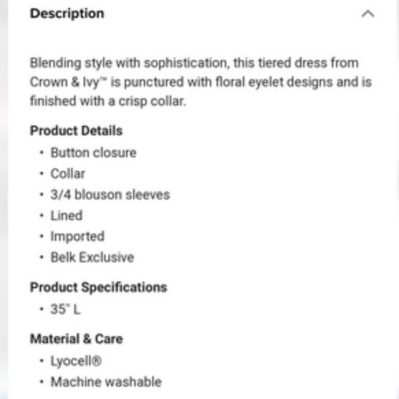 CROWN & IVY Pink Eyelet Tiered Baby Doll 3/4 Sleeve Dress Medium - Picture 7 of 16